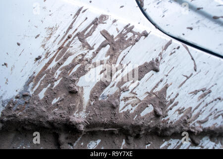 Mud stain on the side of car Stock Photo