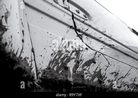 Mud stain on the side of car Stock Photo