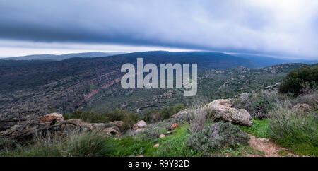 Rain clouds gathering above the Judean hills in Israel. Stock Photo