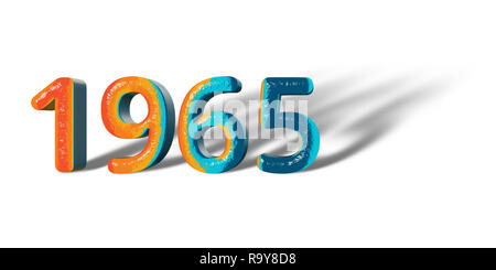 3D Number Year 2037 joyful hopeful colors and white background