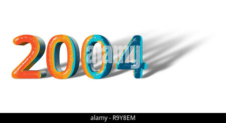 3D Number Year 2004 joyful hopeful colors and white background