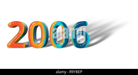 3D Number Year 2006 joyful hopeful colors and white background