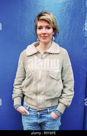 English comedian, actress, writer, and director Julia Davis photographed in 2004,Soho, London, England, United Kingdom. Stock Photo