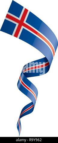 3D Realistic waving Flag of Iceland on white background Stock Vector ...