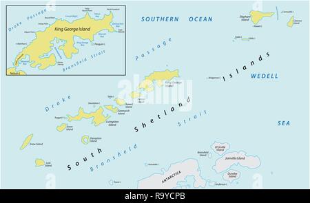 King George island (South Shetland Islands Archipelago, Antarctica) map ...