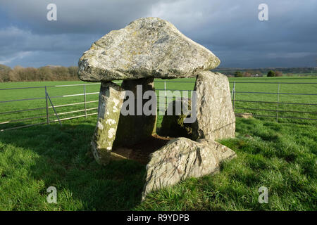 Bodowyr burial chamber, Anglesey, Wales Stock Photo