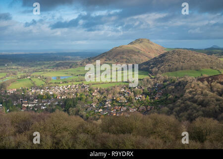 Caer Caradoc hill viewed from Ragleth hill in Shropshire, UK Stock Photo