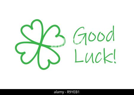 green four-leaf clover and good luck typography vector illustration EPS10 Stock Vector