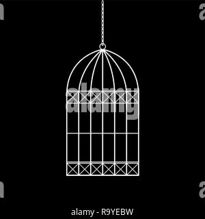 Black silhouette. Bird cage icon. Flat vector illustration isolated on ...