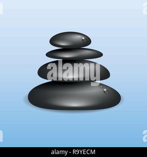 black spa zen stones on blue background vector illustration EPS10 Stock Vector