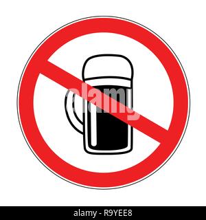 no alcohol forbidden sign with beer isolated on white background vector illustration Stock Vector