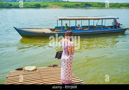 Wooden Boat Standing Near River Bank Stock Photo 1271438221