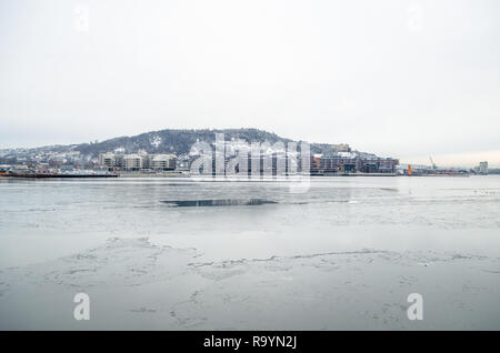 Winter general view of Ekeberg and Sorenga in Oslo, Norway. Stock Photo