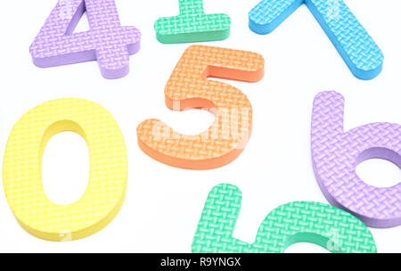 colored numbers on white background. the concept of the school. Stock Photo