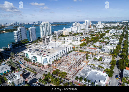 Miami Beach Florida,aerial overhead view from above,Biscayne Bay,Fifth & Alton Shopping Center centre,Target Department Store under new construction s Stock Photo