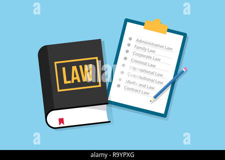 law subject or faculty department with clipboard and pencil list vector illustration Stock Photo