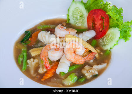 Fried noodle with shrimp and broccoli,Nice to eat. Stock Photo