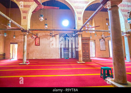 CAIRO, EGYPT - DECEMBER 20, 2017: The small mosque of Sabil Kuttab of Shaykh Ali Al-Mutahhari complex located in maze of famous Khan El-Khalili Market Stock Photo