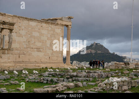 The Old Temple Athena Nike was photogenic from every angle, serving as both viewing point on Athens and a pure solitary architectural marvel. Stock Photo