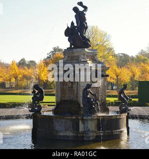 Hercules in violation of the dragon, bronze, 1590-94, by Adrien de Vries, in Drottningholm Castle Park Stockholm / Sweden. Stock Photo