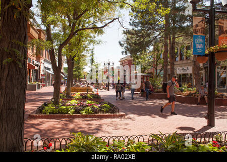 Summer in downtown Boulder, Colorado. Stock Photo