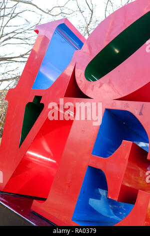 Detail of Love sculpture by Robert Indiana, University of Pennsylvania, Philadelphia, Pennsylvania, USA Stock Photo