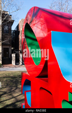 Detail of Love sculpture by Robert Indiana, University of Pennsylvania, Philadelphia, Pennsylvania, USA Stock Photo