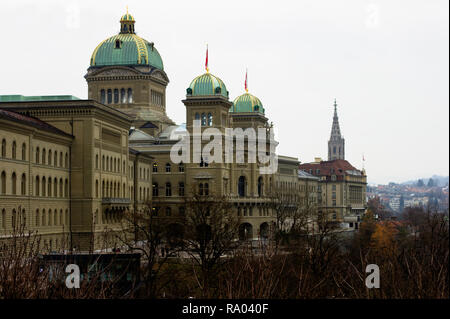 Southwestern side of the House of Parliament in Bern, the capital of Switzerland. Stock Photo