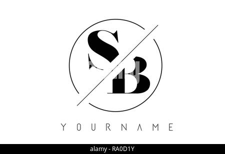 SB Letter Logo with Cutted and Intersected Design and Round Frame Vector Illustration Stock Vector