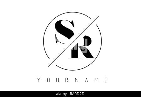 SR Letter Logo with Cutted and Intersected Design and Round Frame ...
