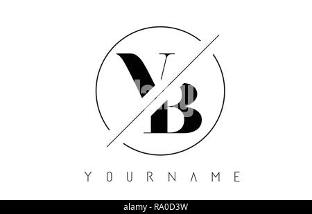 VB Letter Logo with Cutted and Intersected Design and Round Frame Vector Illustration Stock Vector
