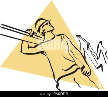 Illustration of a construction worker to work Stock Vector