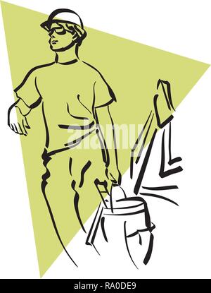 Illustration of a construction worker to work Stock Vector