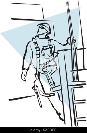 Illustration of a construction worker to work Stock Vector