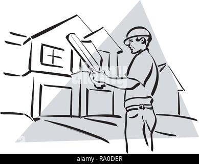 Illustration of a construction worker to work Stock Vector