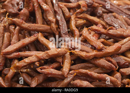 Smoked and dried red chili peppers Stock Photo