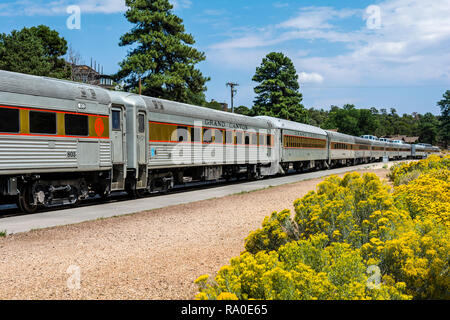 Grand Canyon Railway train parked at Grand Canyon National Park, Arizona, USA Stock Photo