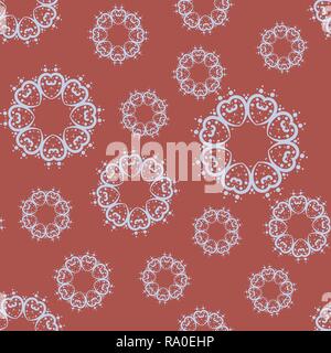 Many mandalas random pattern on light-brown Stock Vector
