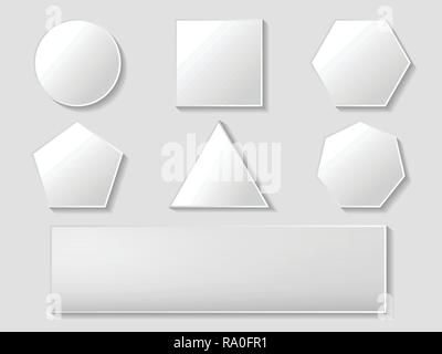 Blank buttons icon set of circle, square, pentagon, hexagon, triangle, heptagon, rectangle Stock Vector