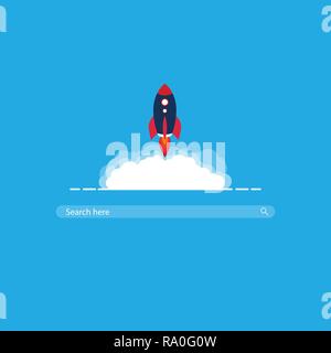 Rocket search bar. super fast web search Stock Vector