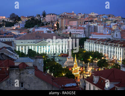 Lisbon - Portugal,Rossio square observed by a viewpoint Stock Photo