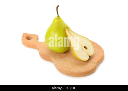 pears on kitchen board isolated on white background Stock Photo