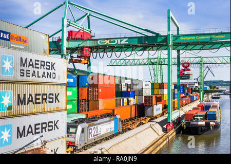 container terminal, stuttgart inland port Stock Photo