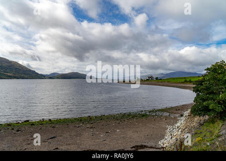 Storm clouds over the Loch Linnhe and Mountains near Onich, Scotland Stock Photo