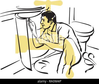 Illustration of a plumber to work Stock Vector