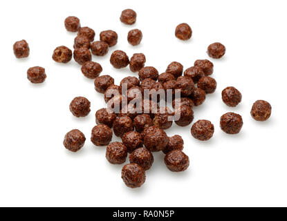 Chocolate corn balls isolated on white background. Cornflakes, cereals Stock Photo