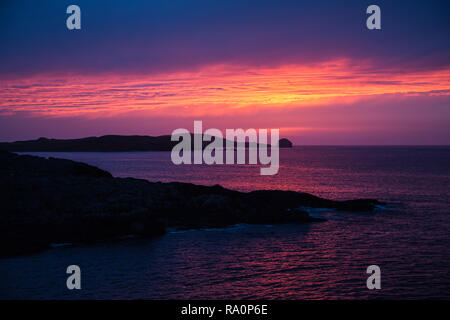 Last light over the sea in Scotland Stock Photo
