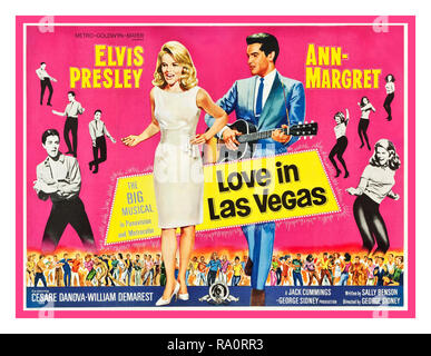 VIVA LAS VEGAS ('LOVE IN LAS VEGAS') Vintage Elvis Presley Movie Film Cinema Musical Poster 1964 alternative title ''Love in Las Vegas' starring Elvis Presley Ann Margret, Cesare Danova, William Demarest Directed by George Sidney Written by Sally Benson. Produced by Jack Cummings/George Sidney 1960's USA In Great Britain, both the movie and its soundtrack were sold as Love In Las Vegas to avoid a conflict with a similarly named different ' Viva Las Vegas' movie in the UK Stock Photo