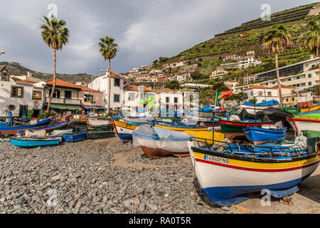 The town of Camara De Lobos on the island of Madeira. Câmara de Lobos is the second largest city by population in Madeira. Stock Photo