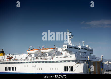 View of lifeboats on cruise ship Crete Greece Europe Stock Photo